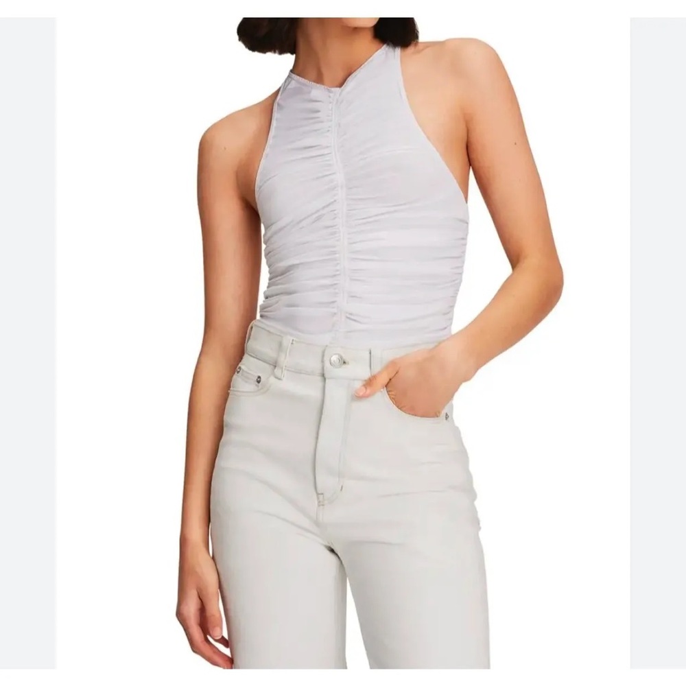 A.L.C Adrienne ruched white tank top
